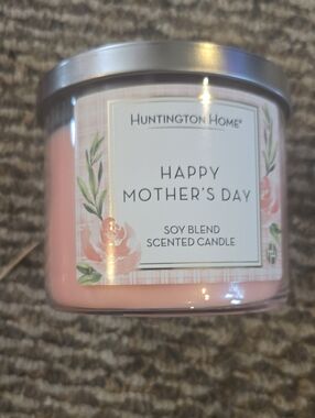 Huntington Home Pink Floral Soy-Blend Scented Candle with Silver Lid